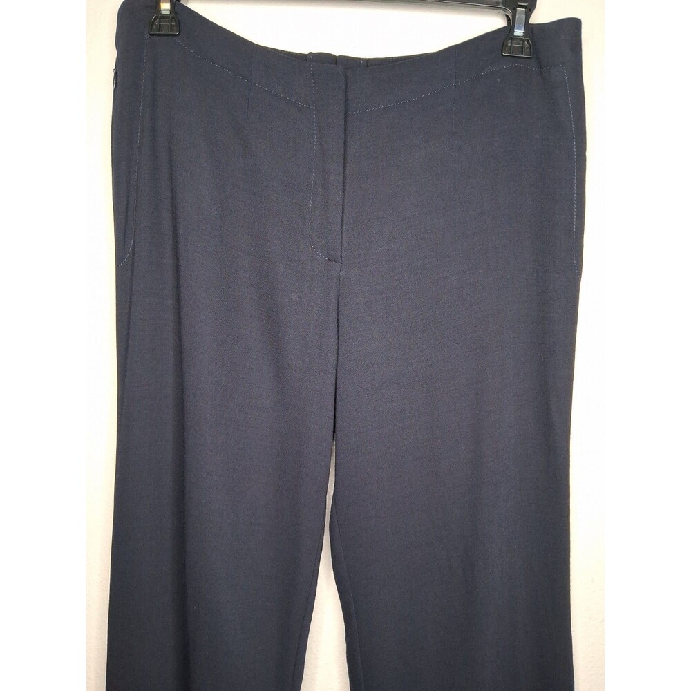 Escada Womens Navy Blue Virgin Wool Stretch Pants Size 44 Office Career - Picture 4 of 16